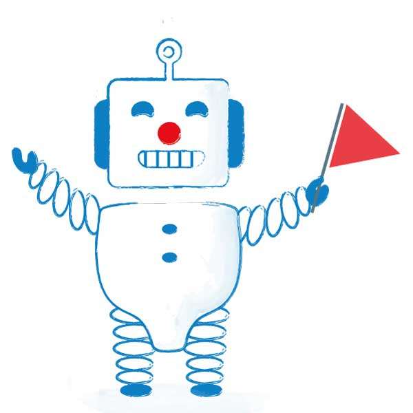 Roboter mit Fähnchen